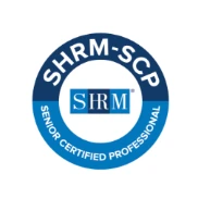 SHRM-SCP digital badge artwork reproduced from the supplied Credly screenshot